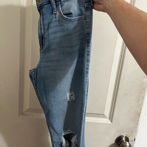 Hollister Women's Light Blue Ripped Flare Jeans